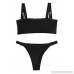 SweatyRocks Women's Sexy Bathing Suits Square Neck Padded Thong Bikini Set Swimsuit Black B07MZVWF7F